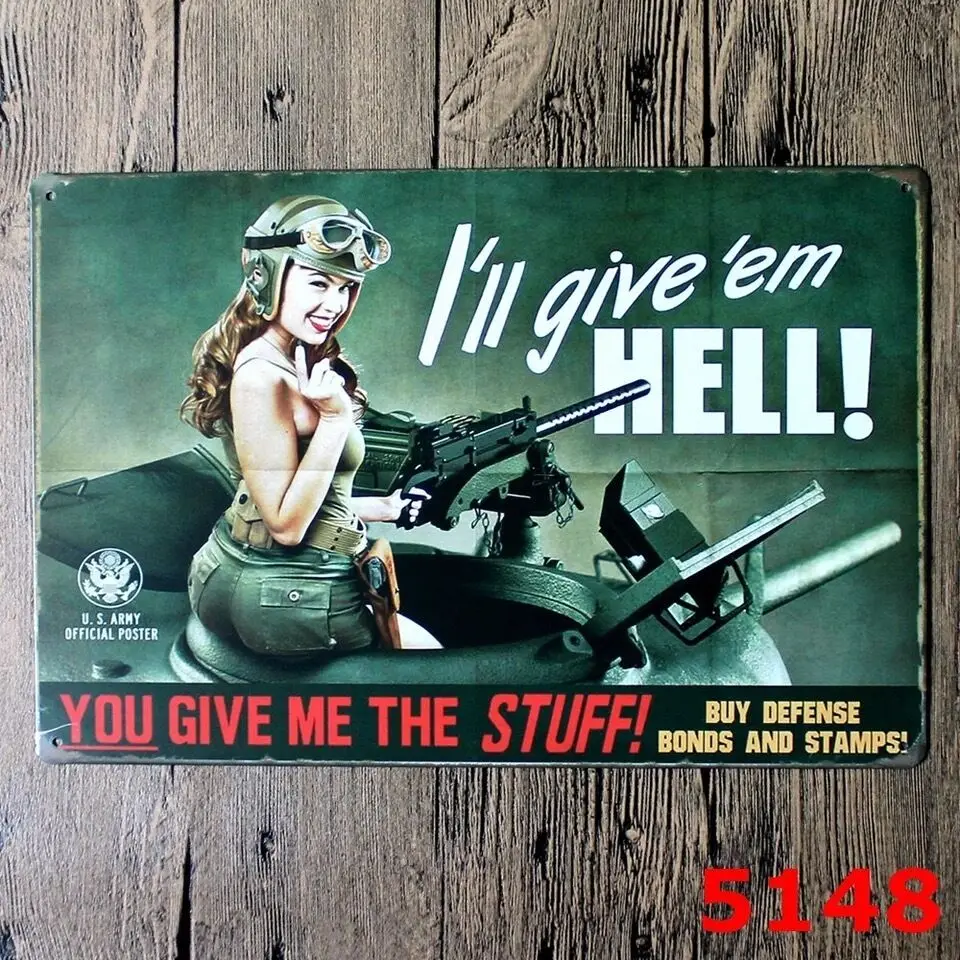 

Metal Tin Sign give' em hell! Decor Bar Pub Home Vintage Retro Poster Cafe ART 8x12 inch