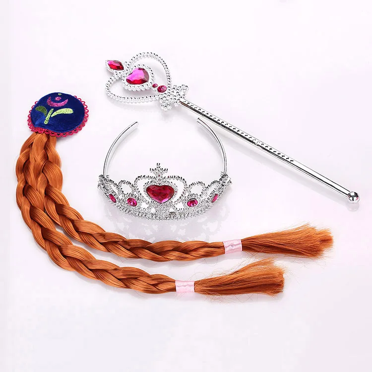 Косплей Эльза Анна Принцесса Детский парик искусственная коса Корона волшебная