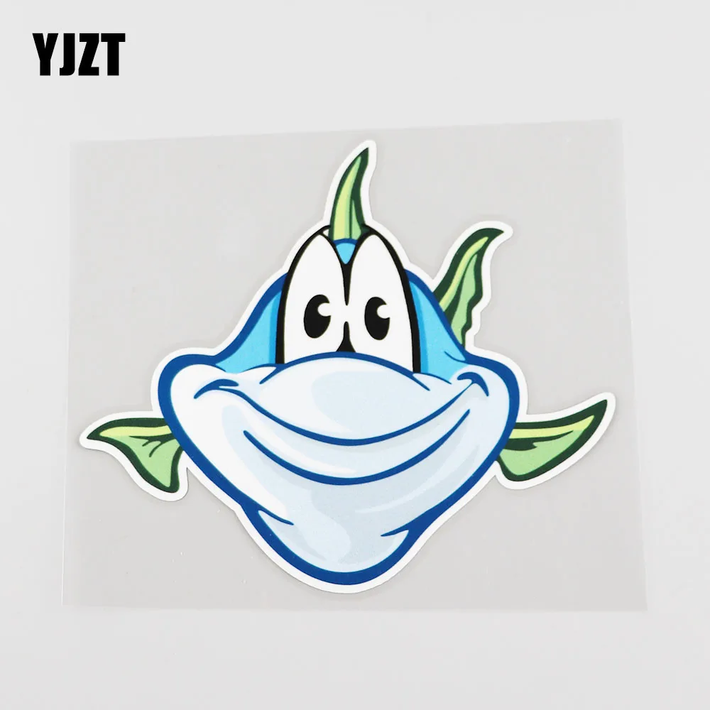 

YJZT 14.4CMX12.4CM Interesting Fish Car Sticker Marine Organism Pvc Decal 6A-0019