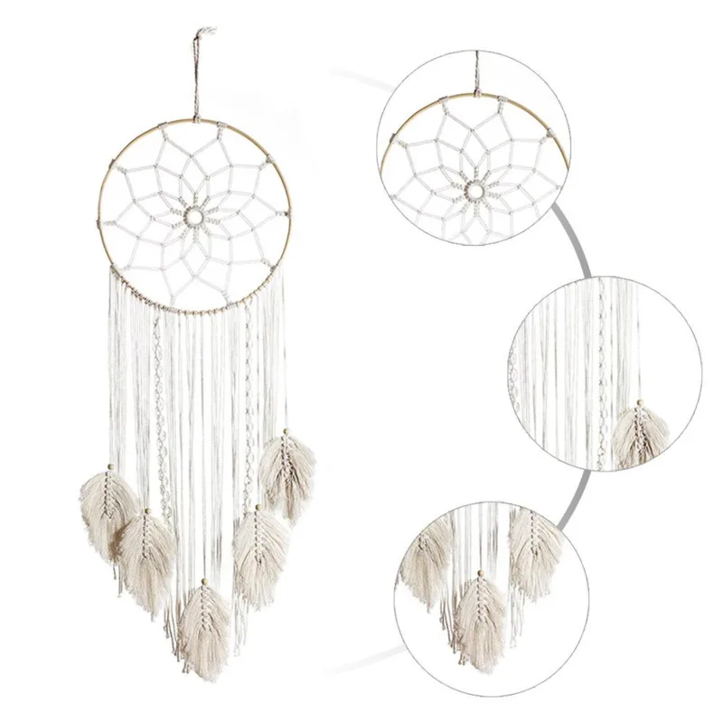 

Nordic Dream Catcher Wall Hanging Boho Tapestry Hand Woven Tassel Macrame Dreamcatcher Tapestry For Home Bedroom Living Room