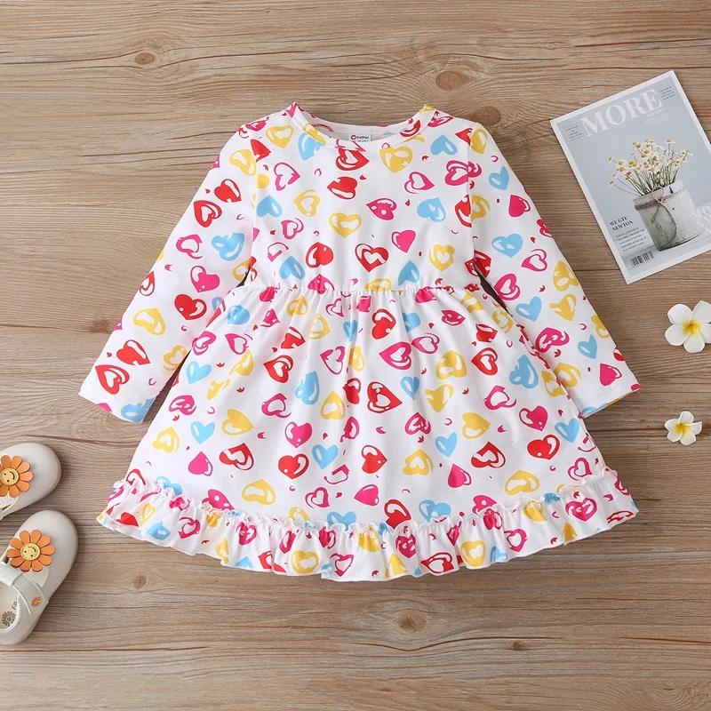 

Комплекты детской одежды весна-осень для маленьких девочек, платье Детские платья для девочек, хлопковые футболки с принтом в виде надписи ...