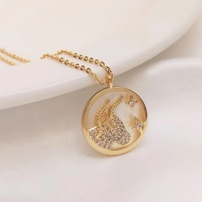 Реальный Золотой цвет 12 созвездий зодиака для женщин девушек натуральная белая