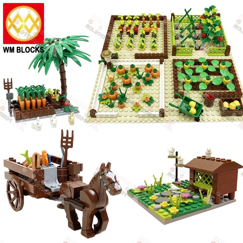 Конструктор MOC детский игрушка бульдог с изображением овощного поля моркови