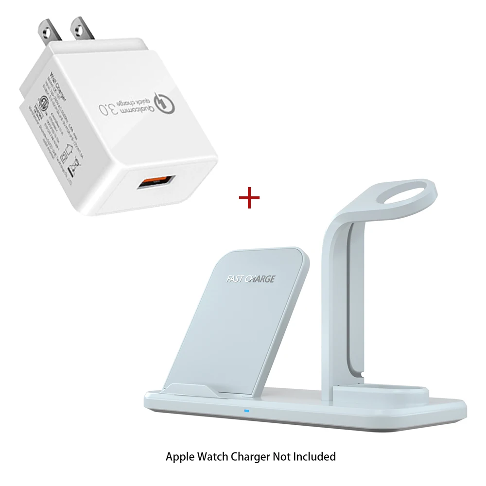 White US Plug Беспроводной 3 в 1 держатель подставка зарядное устройство 10 Вт для Apple Watch Series 4 3 2 Iphone 11 Pro Max XS MAX XR 8 Plus Iwatch Airpods - Цвет: White US Plug