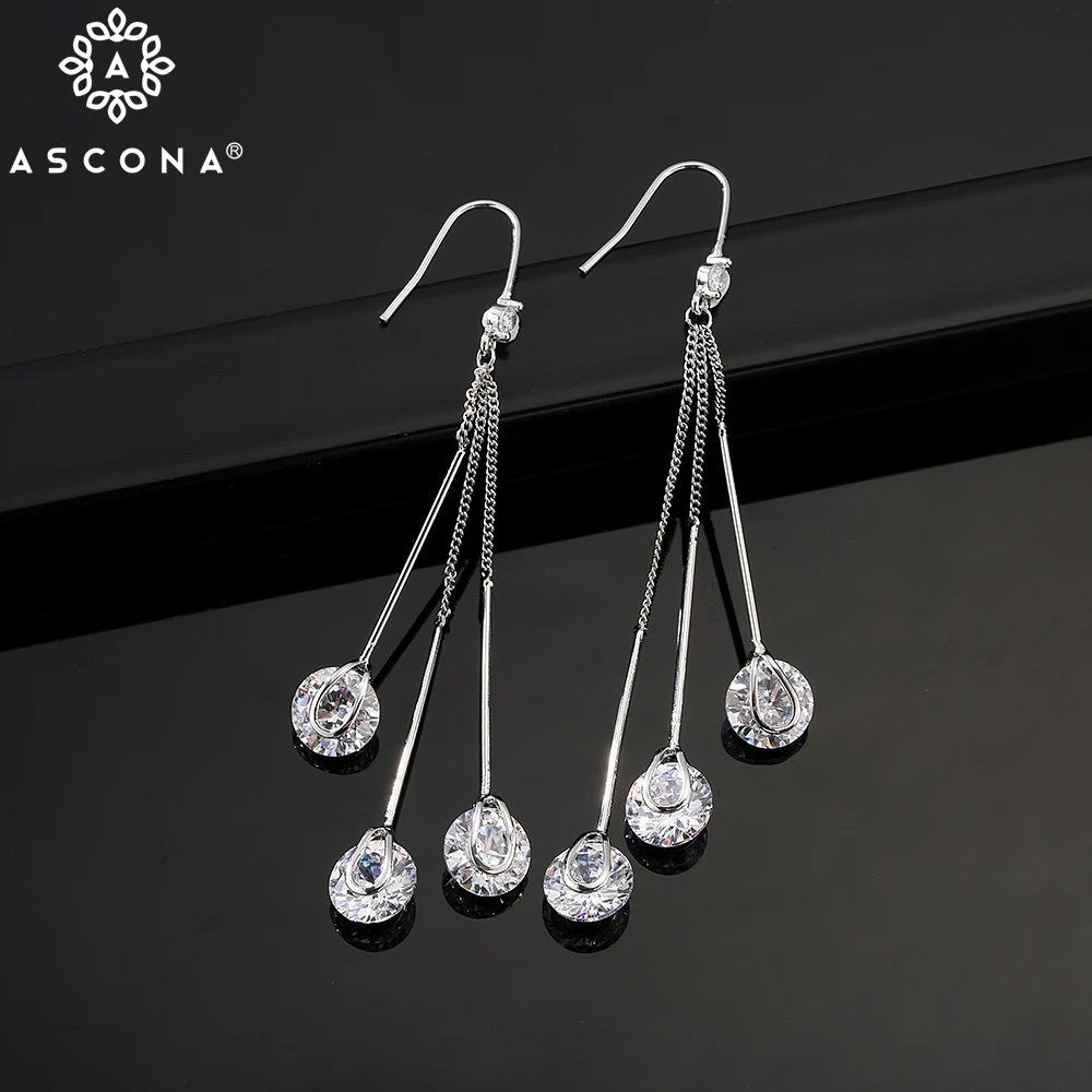 

ASCONA 2021 новые модные роскошные длинные серьги с кисточками для женщин большие циркониевые висячие серьги Модные женские серьги