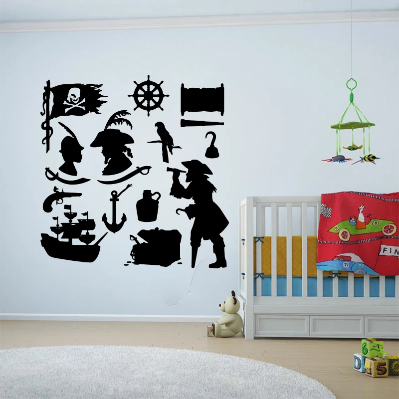 

Мультфильм Прекрасный пират пазл Наклейка на стену детская комната спальня пиратский корабль руль наклейка на стену игровая комната винил ...