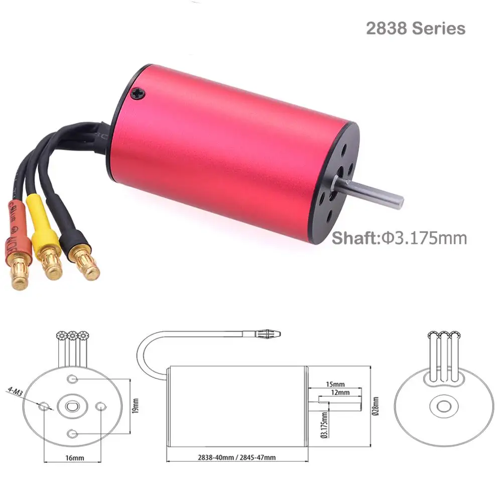 

KK Waterproof Series 2838 3600KV Brushless Motor &35A ESC Combo 2S 3S for 1/14 1/16 RC HSP SCX10 On-road Off-road Buggy Car