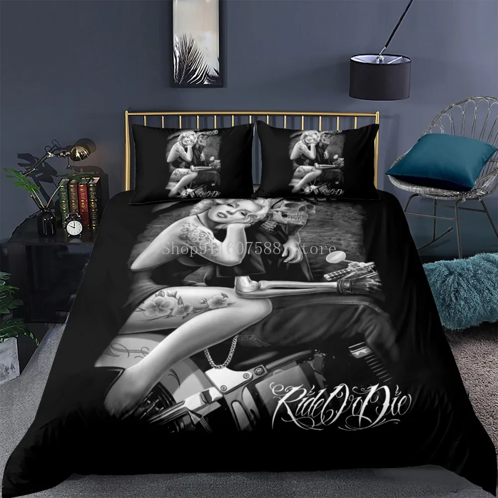 

Fashion Sexy 3D Marilyn Monroe Duvet Cover Bedding Sets Queen Size Bedspread No Sheet Bedclothes Pillowcase Black Home Textiles