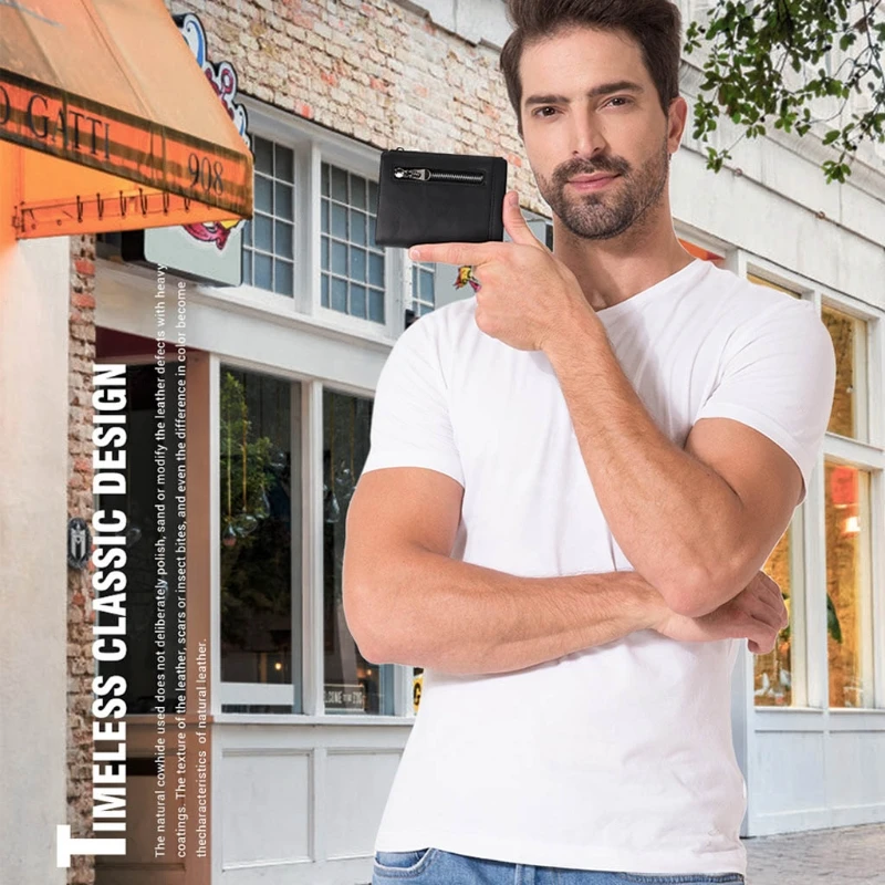 

Men Fold 3-Layers Leather Wallet RFID Card Holder Checkbook Organizer Coin Purse Fashion Carrier Holster Carrying Case Portable