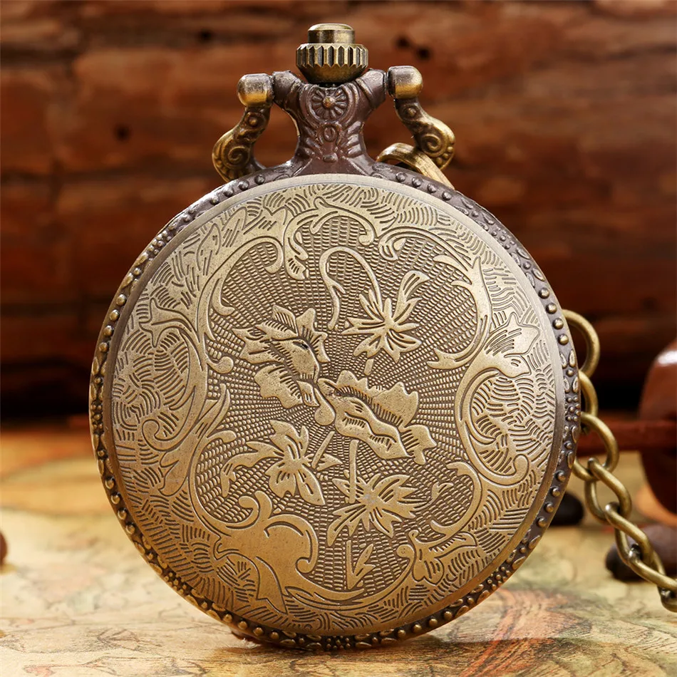 Подарок для папы бронза дизайн подарок на день рождения кварцевые карманные часы