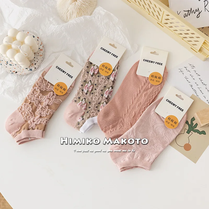 

Flower Sock for Woman Short Set Kawaii Ladies Socks Thin Sox Refreshing Cotton Breathable Spring Summer Female Trendy Calcetines