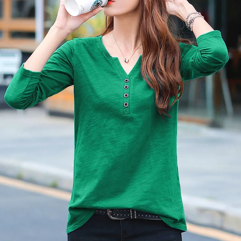 

T Shirt Women Spring T Shirt Basic O Neck Blusas Long Sleeve T-Shirt Femme Top white