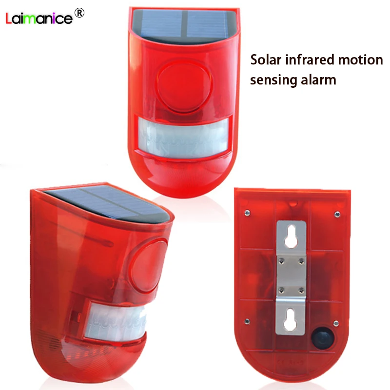 Solar Alarm Lamp 110db Warning Sound 6led Waterproof Motion Sensor Caution Red Light For Warehouse Secret Place Wall Outdoor | Лампы и