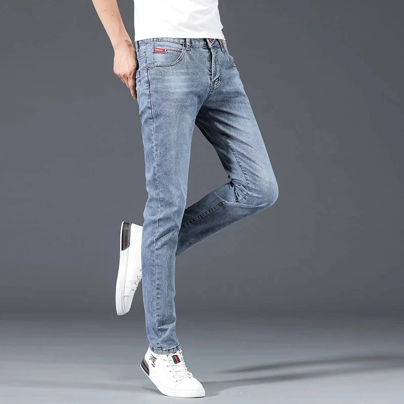 Новинка весна-осень 2021 мужские Узкие синие черные джинсы модные повседневные