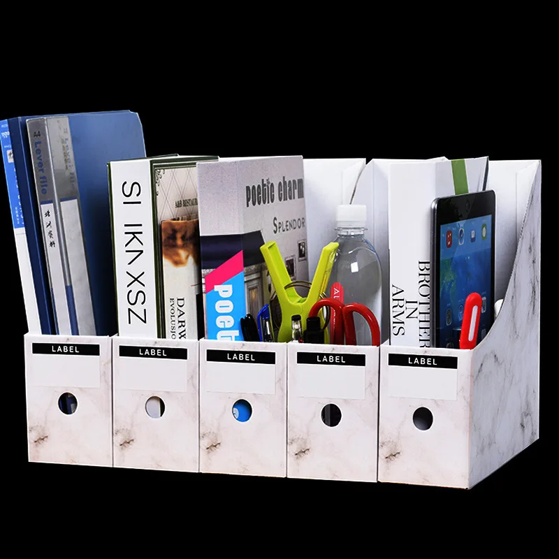 3-Layer Paper Storage Box and Finishing 1/3/5PCS Marble Pattern Multifunction Display Stand Rack Student Desk Book | Дом и сад