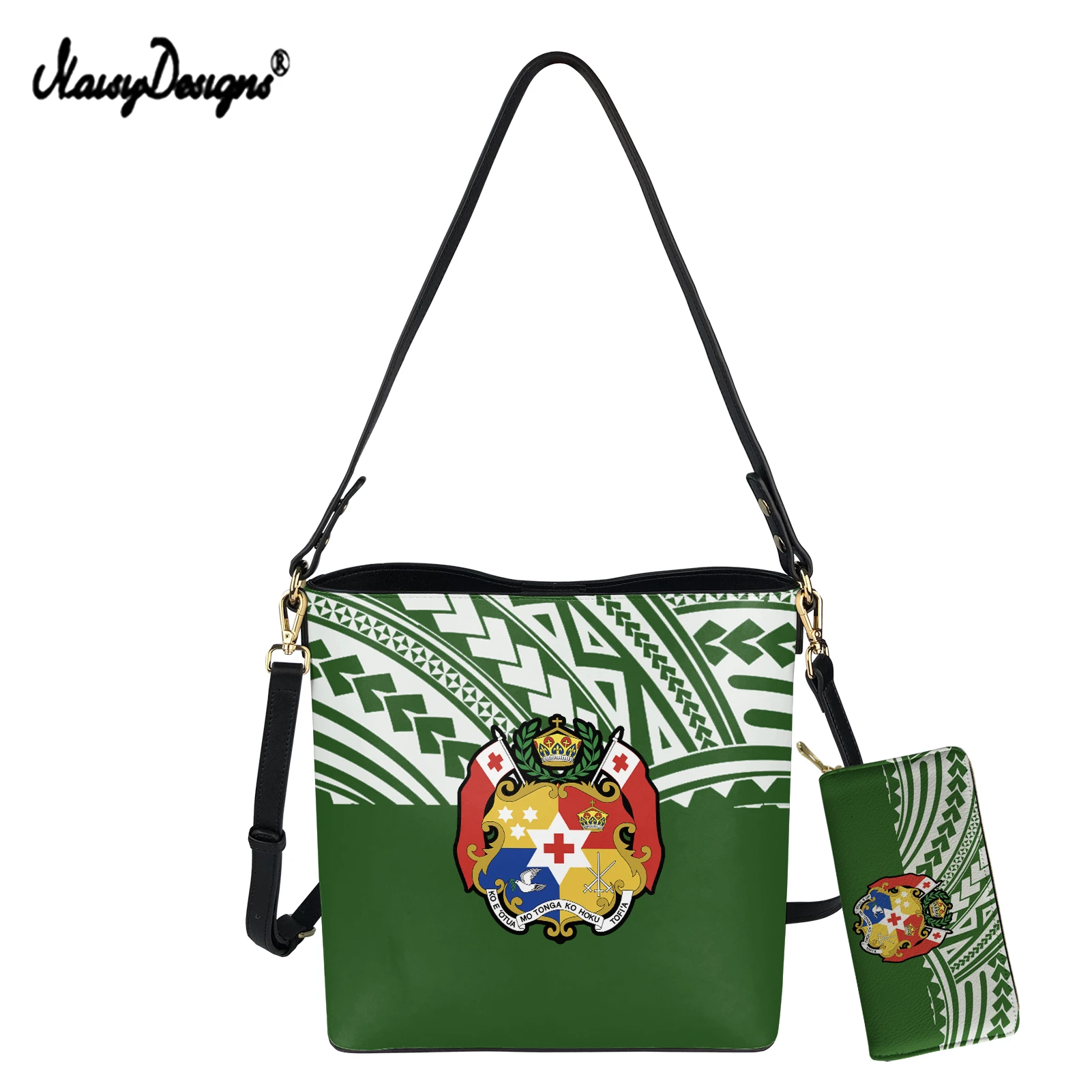 

NOISYDESIGNS Luxury Design Ladies Handbag Polynesian Tonga Flag Printing Women Casual leisure Large Capacity Purse Bucket Bags