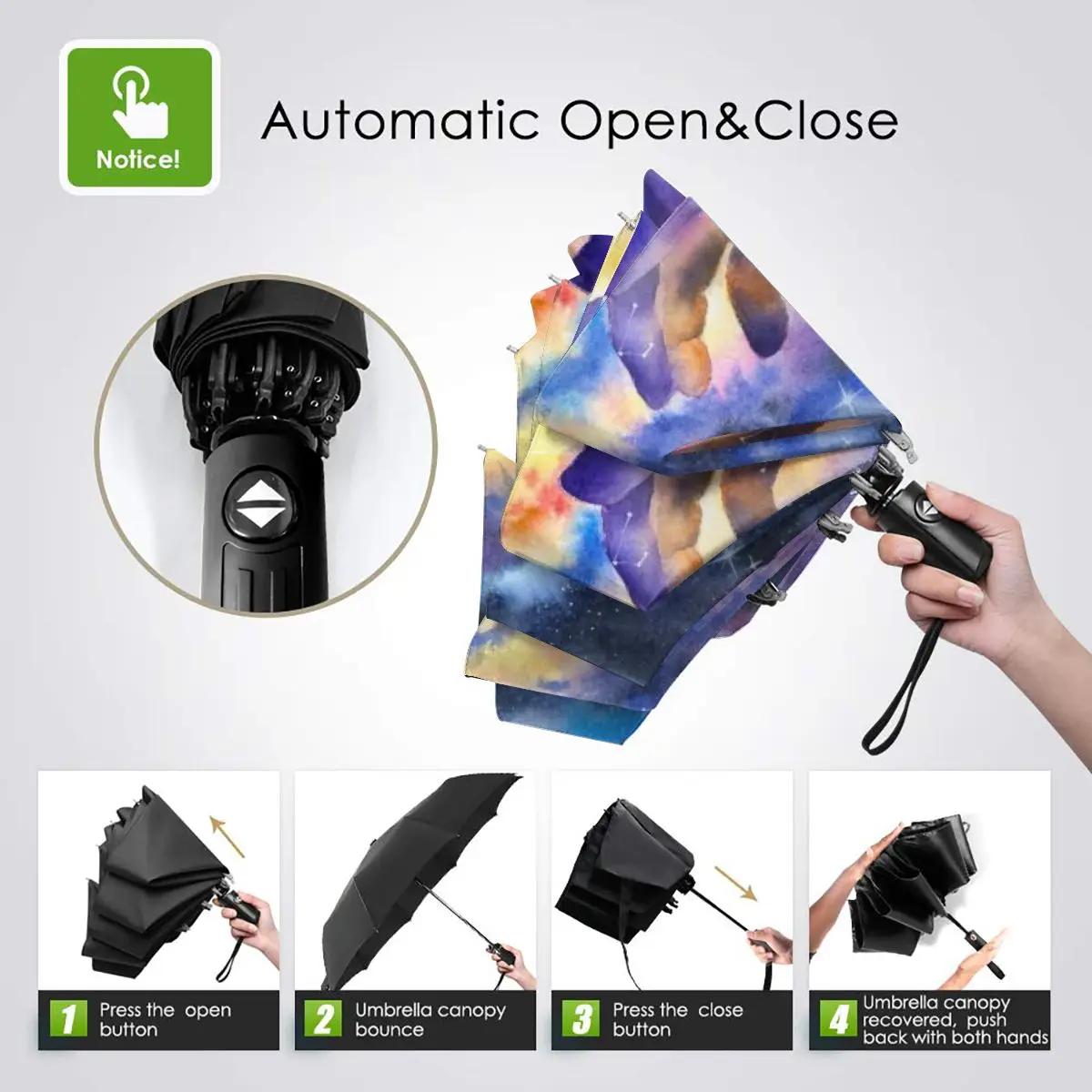 Prezzo Astratta A Mano Con Galaxy Antivento Automatico Pieghevole Invertito Ombrello Portatile Paraguas Per Uomo Donna
