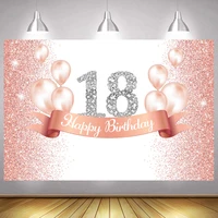 rose gold 18th backdrop happy birthday party girls boy eighteen years photography background adult photographic banner