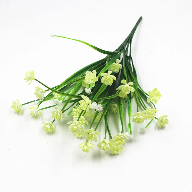 

7Fork Waterweed Gypsophila Plastic Artificial Flower Potted Home Decoration Garden Fence Wedding Flower Arrangement Accessories