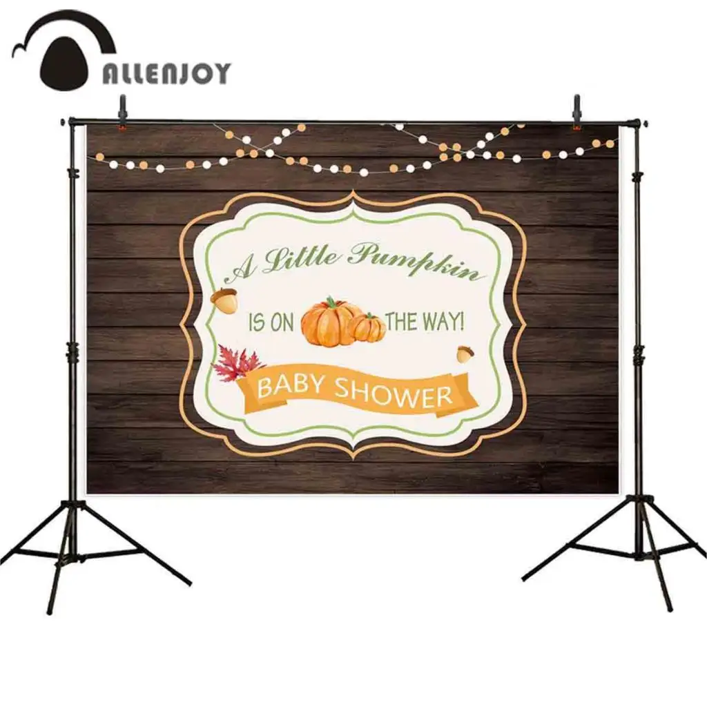 Allenjoy Baby Shower фотосессия коричневый деревянный пол Тыква сосновые шишки лампы фоны