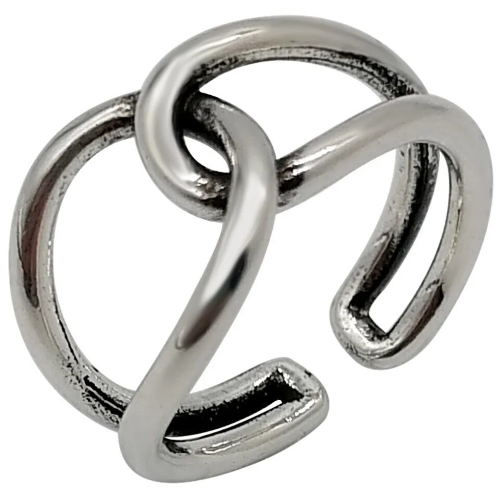 

European and American style simple ins cold wind irregular line ring female fashion net red index finger ring 925 silver