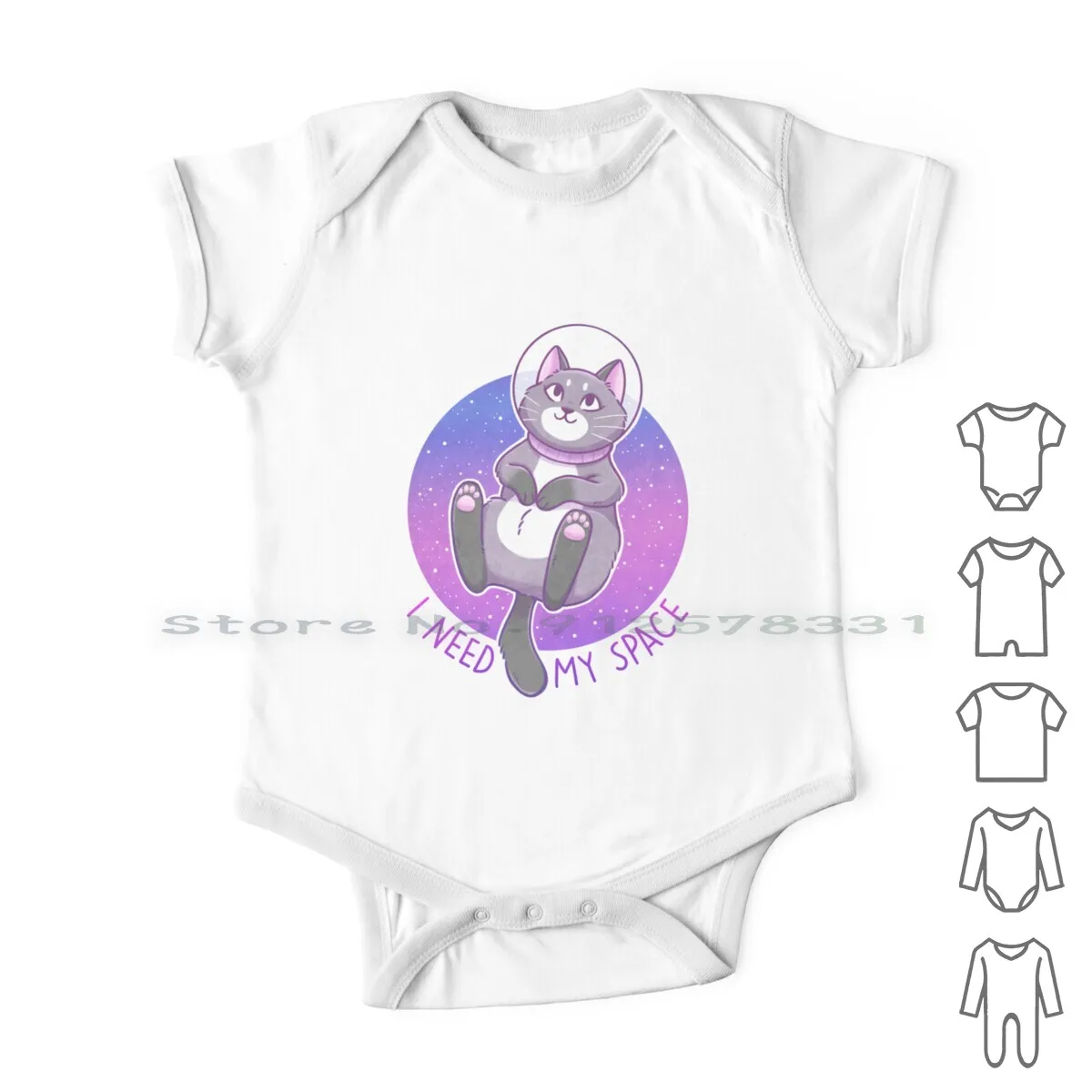 

I Need My Space Astronaut Kitty Newborn Baby Clothes Rompers Cotton Jumpsuits Stars Cat Kitty Kitten Paws Astronaut Moon Space