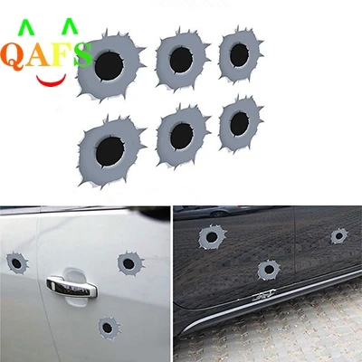 6 шт./компл. поддельные реалистичные наклейки с отверстиями для пуль устойчивые к