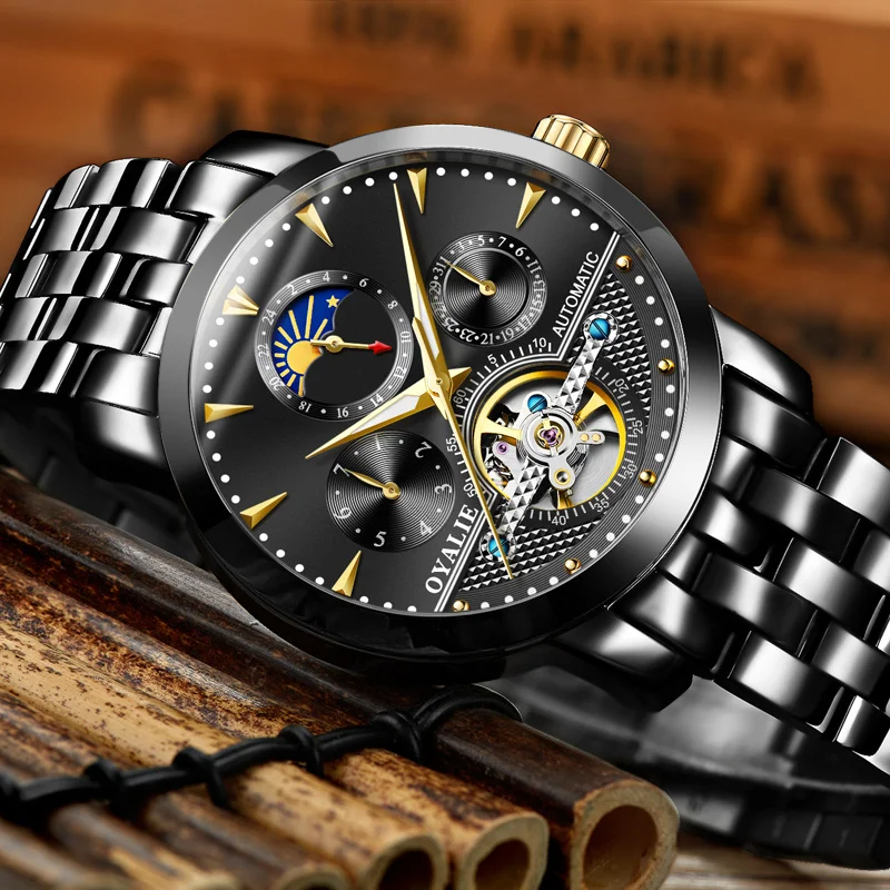 Fully automatic mechanical watch fashion 4 eyes hollow new style watches Waterproof night light watches for men