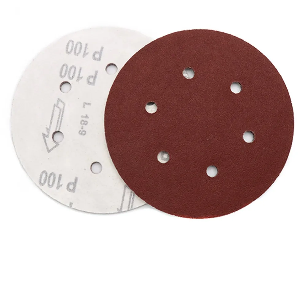 The 100pcs 6" 150mm Sandpaper Aluminium Oxide Wood Sanding Paper Abrasive Disc Hook & Loop Grit 60 80 120 180 240 Tools |