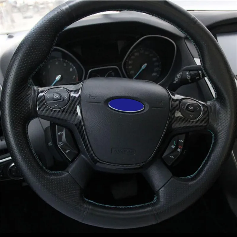1pcs For Ford Focus 3 MK3(2012-)/For KUGA 2013- accessories Car styling steering wheel trim cover sticker decoration
