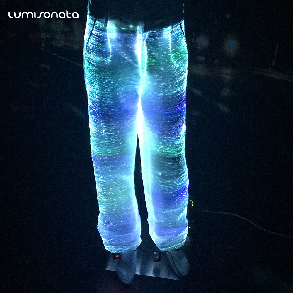 

Модные брюки со светодиодсветильник кой, светящиеся волоконно-оптические танцевальные Клубные брюки для выступлений на сцене