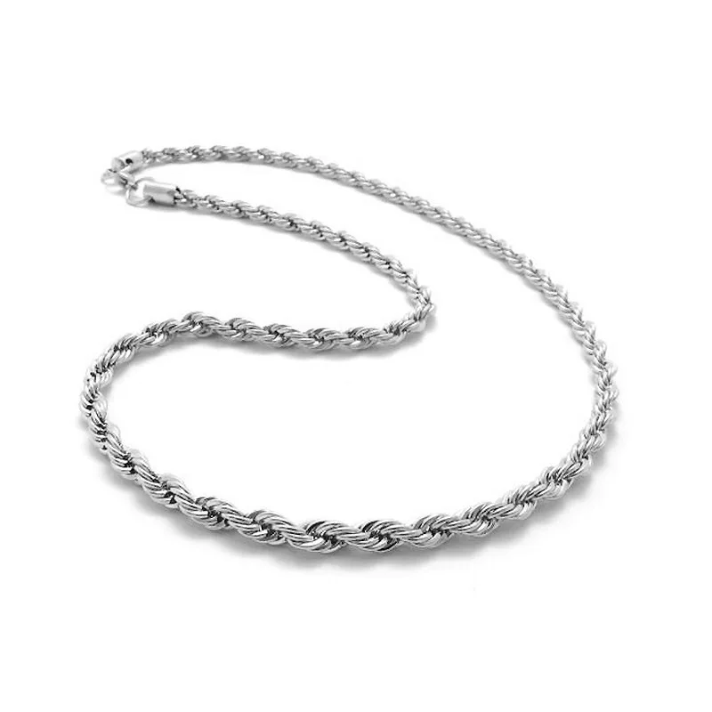 Ожерелье из стерлингового серебра 925 пробы цепочка веревки Colgante Plata De Ley Mujer Pierscionki