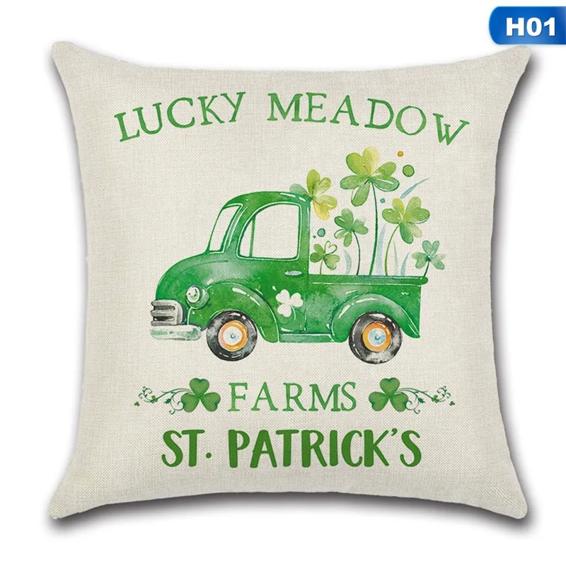 45*45 см День Святого Патрика весенний Клевер чехол для подушки хлопок льняной