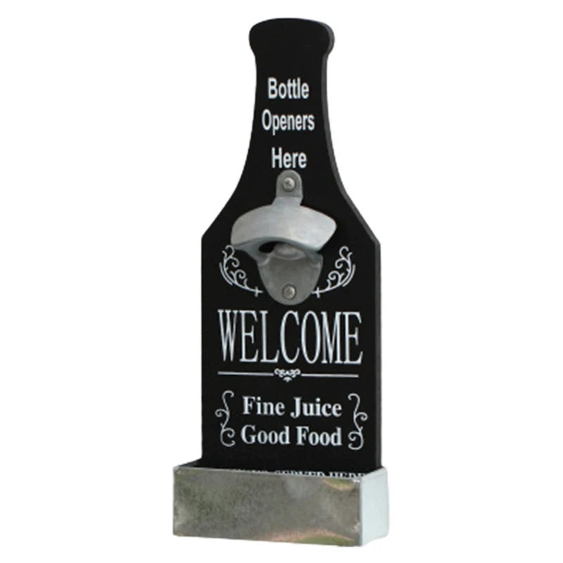 

Vintage Wall Mounted Bottle Opener with Cap Catcher Kitchen Home Decor Ideal Gift for Men and Beer Lovers