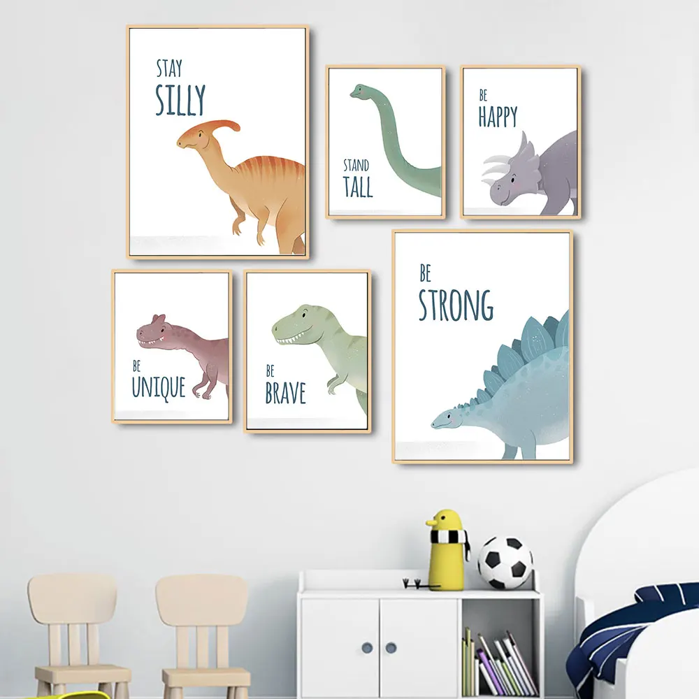 

Nordic Art Cartoon Dinosaur Minimalism Poster Canvas Painting Kawaii Cartoon Wall Picture Quote Print Baby Room Decoration
