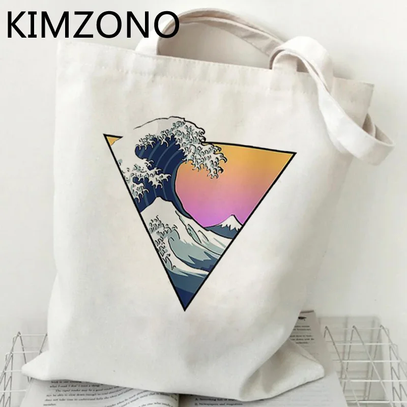 

Сумка для покупок Vaporwave the Great Wave, сумка из переработанного материала, эко-сумка для покупок, Холщовая Сумка, сетчатые сумки, многоразовые тка...