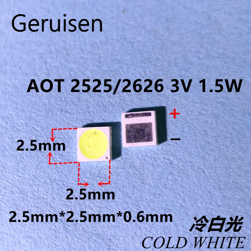 50 шт. диодная подсветка телевизора 1 5 вт 3 в 2525/2626 SMD LED Televisao холодный белый