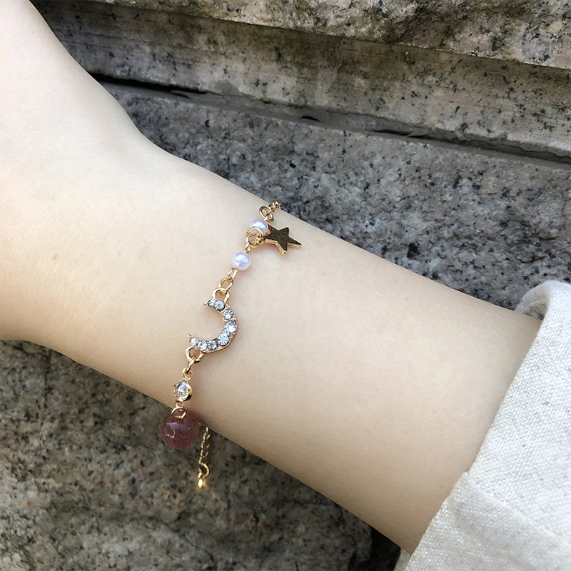 Хрустальный Браслет милая девушка Сердце Звезда Луна мраморный браслет