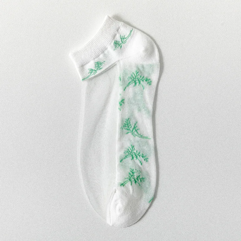 

Leaves Socks Women Kawaii Thin Woman Sock Lace Sox Striped Green Sweet Ladies Breathable Summer Classic Lady Calcetines Hombre