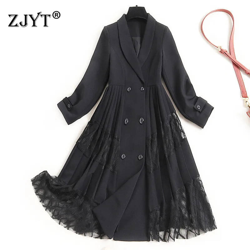 Женское офисное элегантное платье с длинным рукавом и воротником шалью