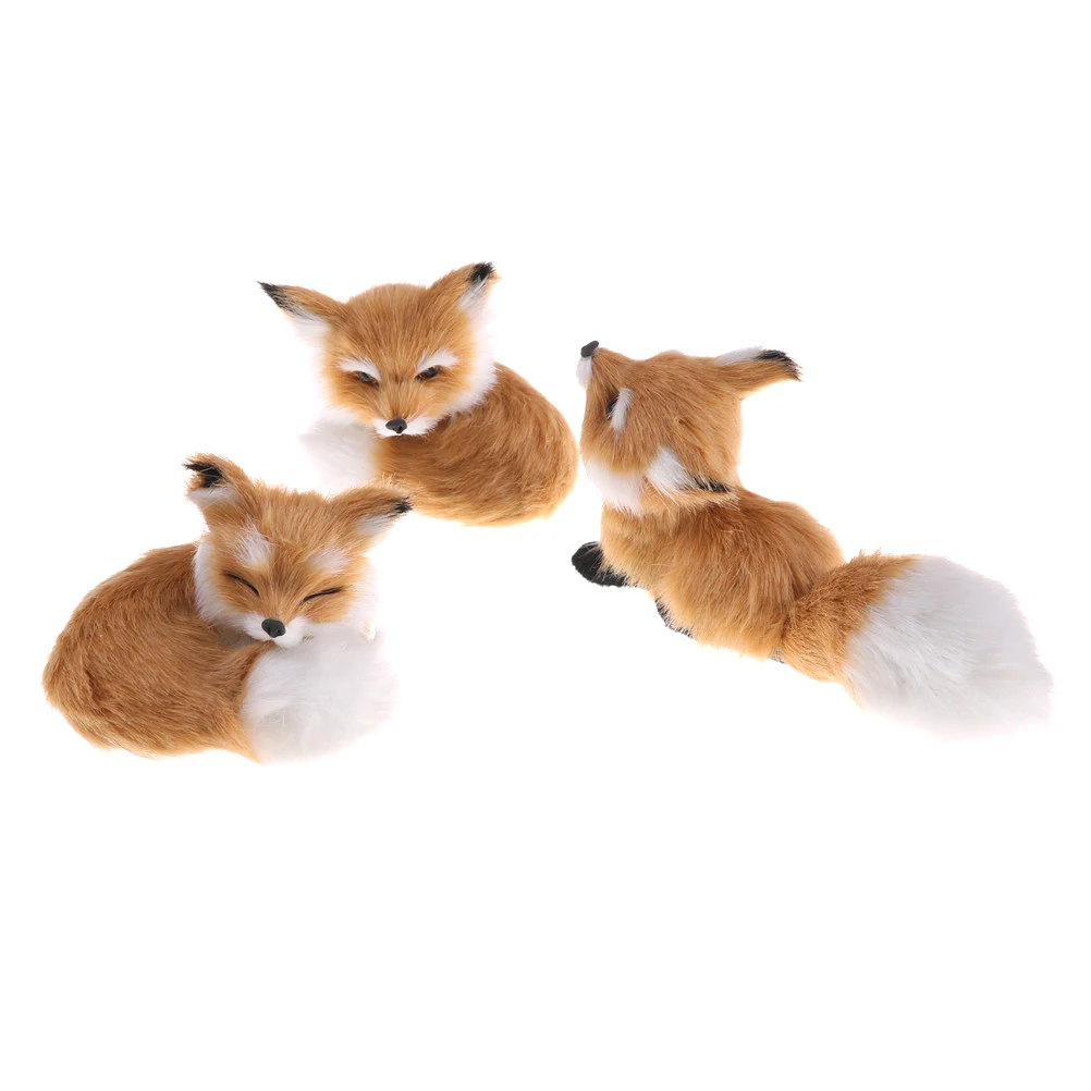 

Toys Gift Simulation Brown Fox Toy Furs Squatting Fox Model Home Decoration Animals World With Static Action Figures