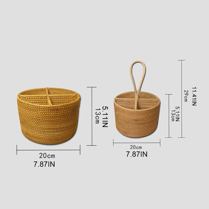 

27RF Round Hand Woven Storage Basket 4 Compartment Desktop Storage Serving Basket Creative Organizer Household Collection