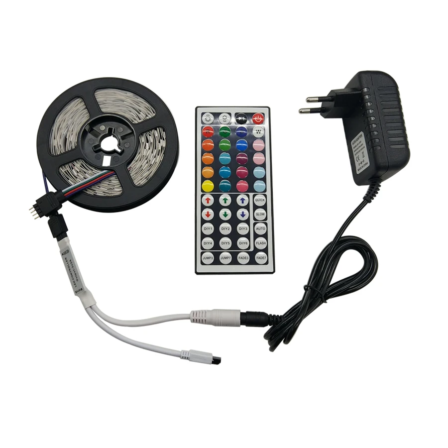 Светодиодный светильник RGB SMD 5050 2835 Светодиодный ленточный 5 м водонепроницаемый светодиодный гибкий диодный светильник ing ленточный контроллер DC 12 В комплект адаптеров