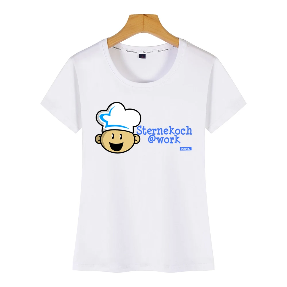 Tops T Shirt Women star chef at work hariz kitchen children Design Black Custom Female Tshirt |