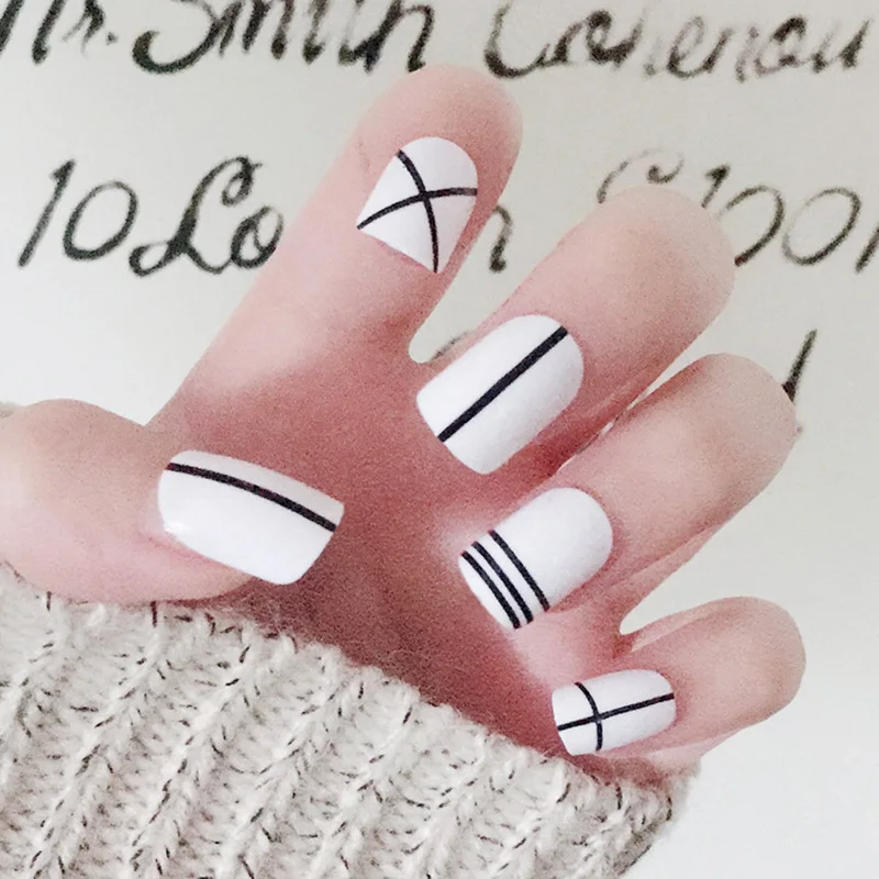 24 шт./компл. накладные ногти тип Модные Милые простые специальные квадратные