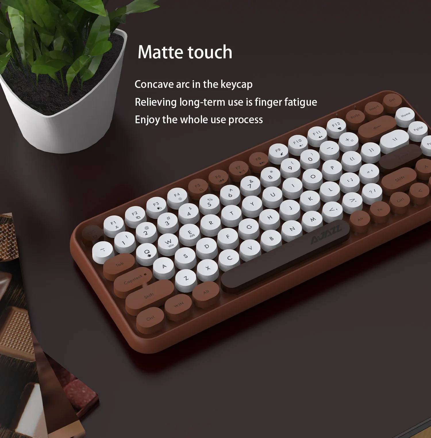 Клавиатура AJAZZ 308I шоколадная Беспроводная с поддержкой bluetooth 84 клавиши - купить по