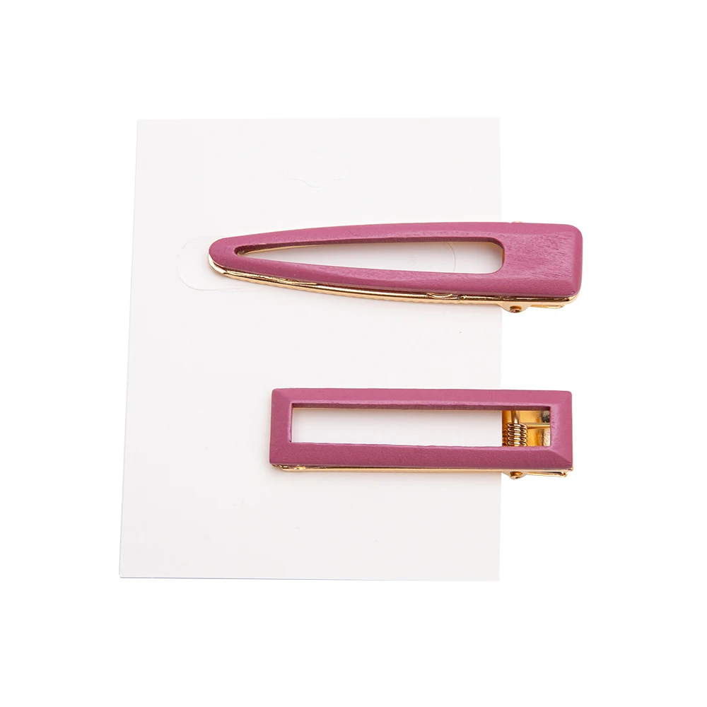 purple 2pcs 2/3 шт, трендовые яркие Твердые Полые геометрические заколки для волос для женщин, деревянные заколки для волос, ручная работа, заколка для волос, для девушек - Цвет: purple 2pcs