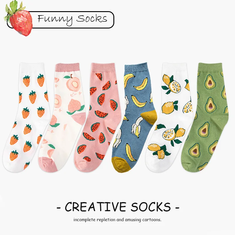 

Женские хлопковые носки в стиле Харадзюку, с принтом авокадо