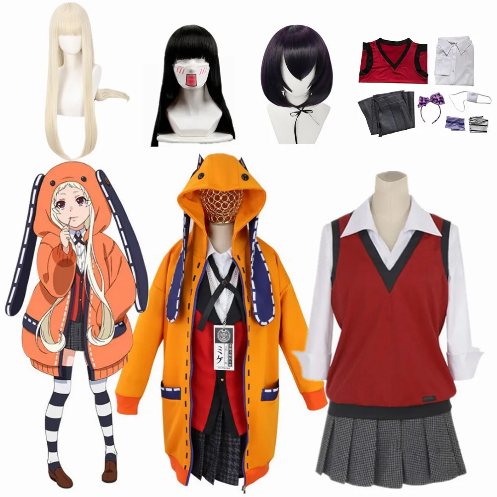 Аниме Kakegurui Yumeko Jabami Twin Runa Yomozuki Ikishima Midari косплей костюмы| |