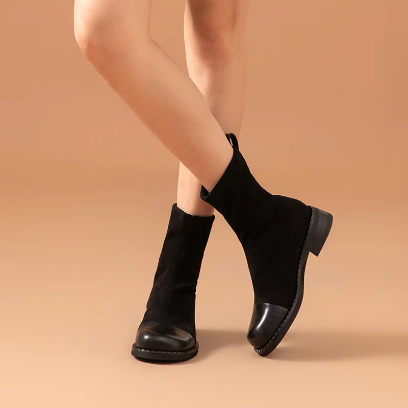 Женские ботильоны из телячьей кожи BeauToday осенне зимние полусапожки без застежек